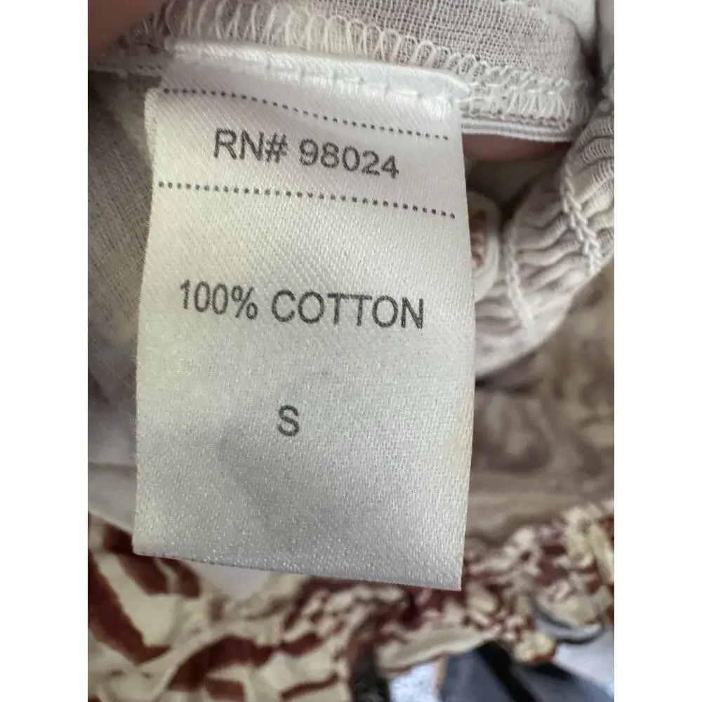 LOVE THE LABEL Shirt Womens S Cotton Puff Sleeve Top Zebra Eyelet ANTHROPOLOGIE
